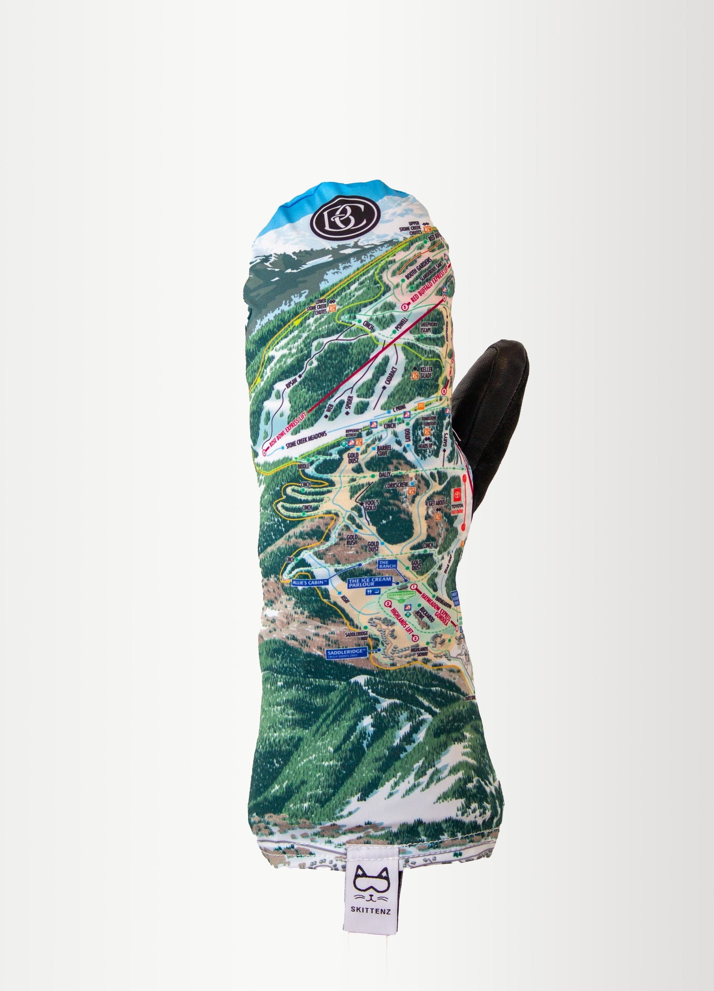 Beaver Creek Ski or Snowboard Trail Map Skins for Mittens or Gloves
