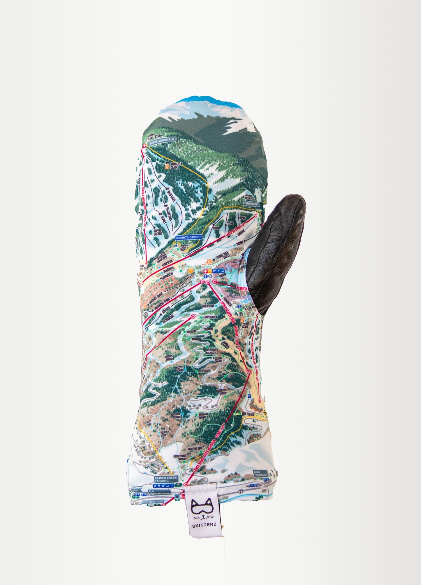 Beaver Creek Ski or Snowboard Trail Map Skins for Mittens or Gloves