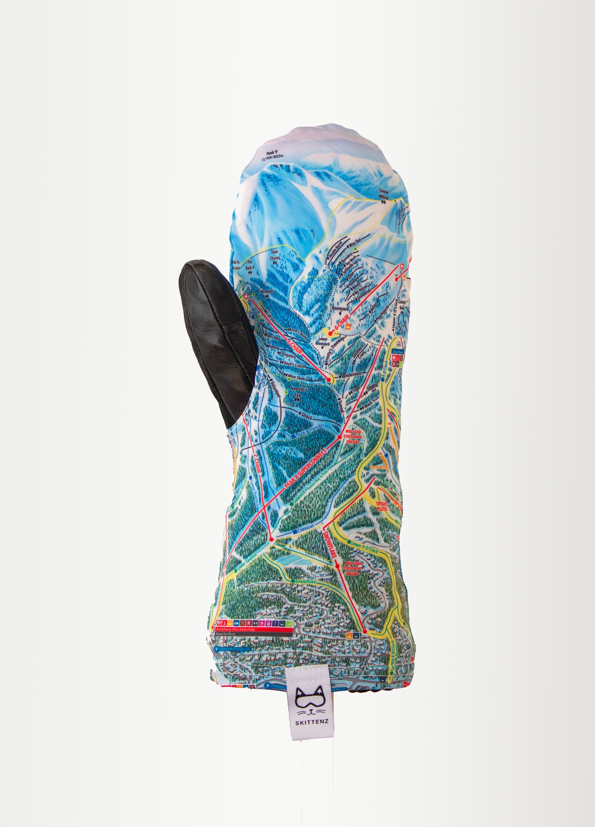 Breckenridge Ski or Snowboard Trail Map Skins for Mittens or Gloves