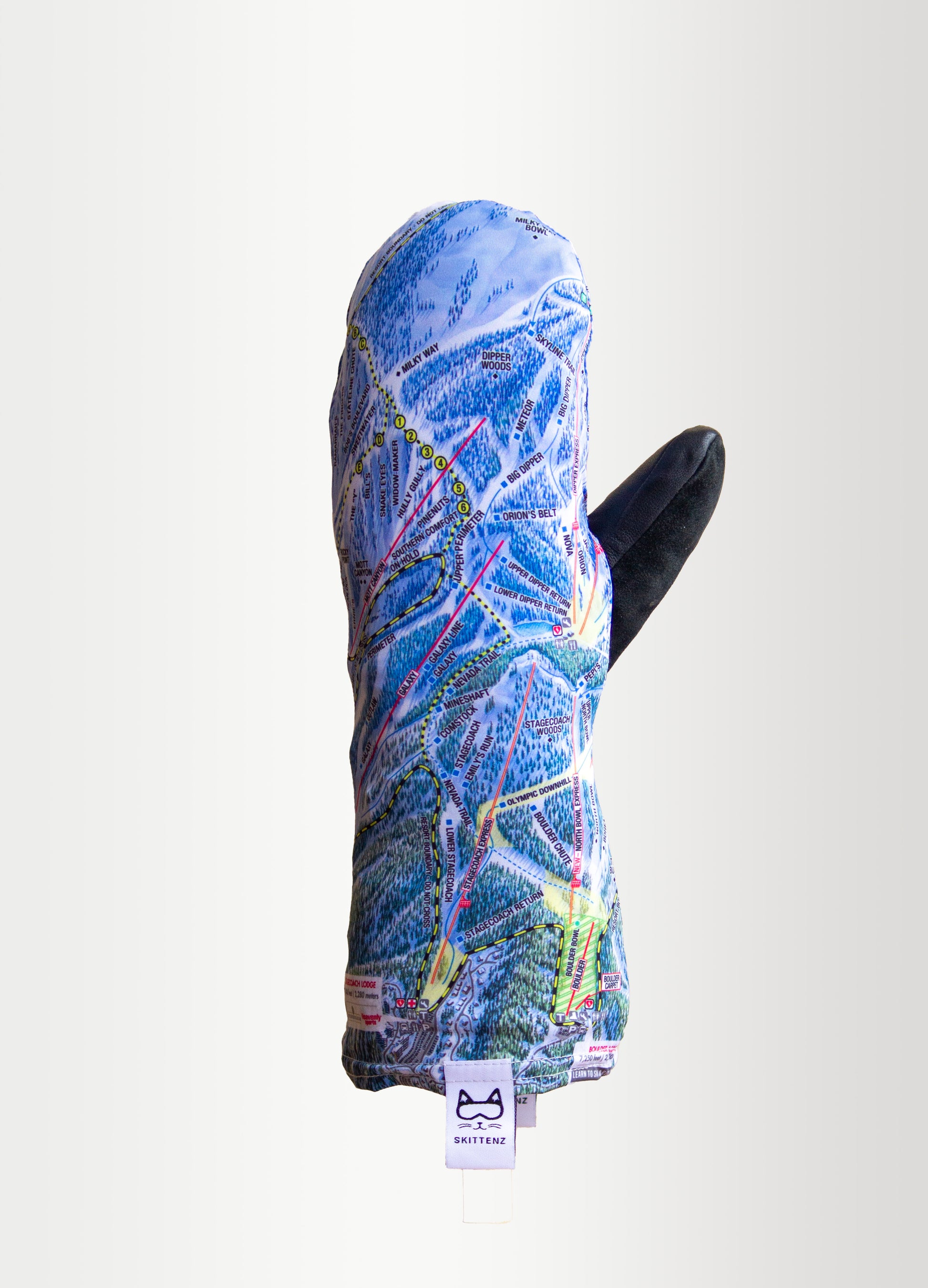 Heavenly Ski or Snowboard Trail Map Skins for Mittens or Gloves