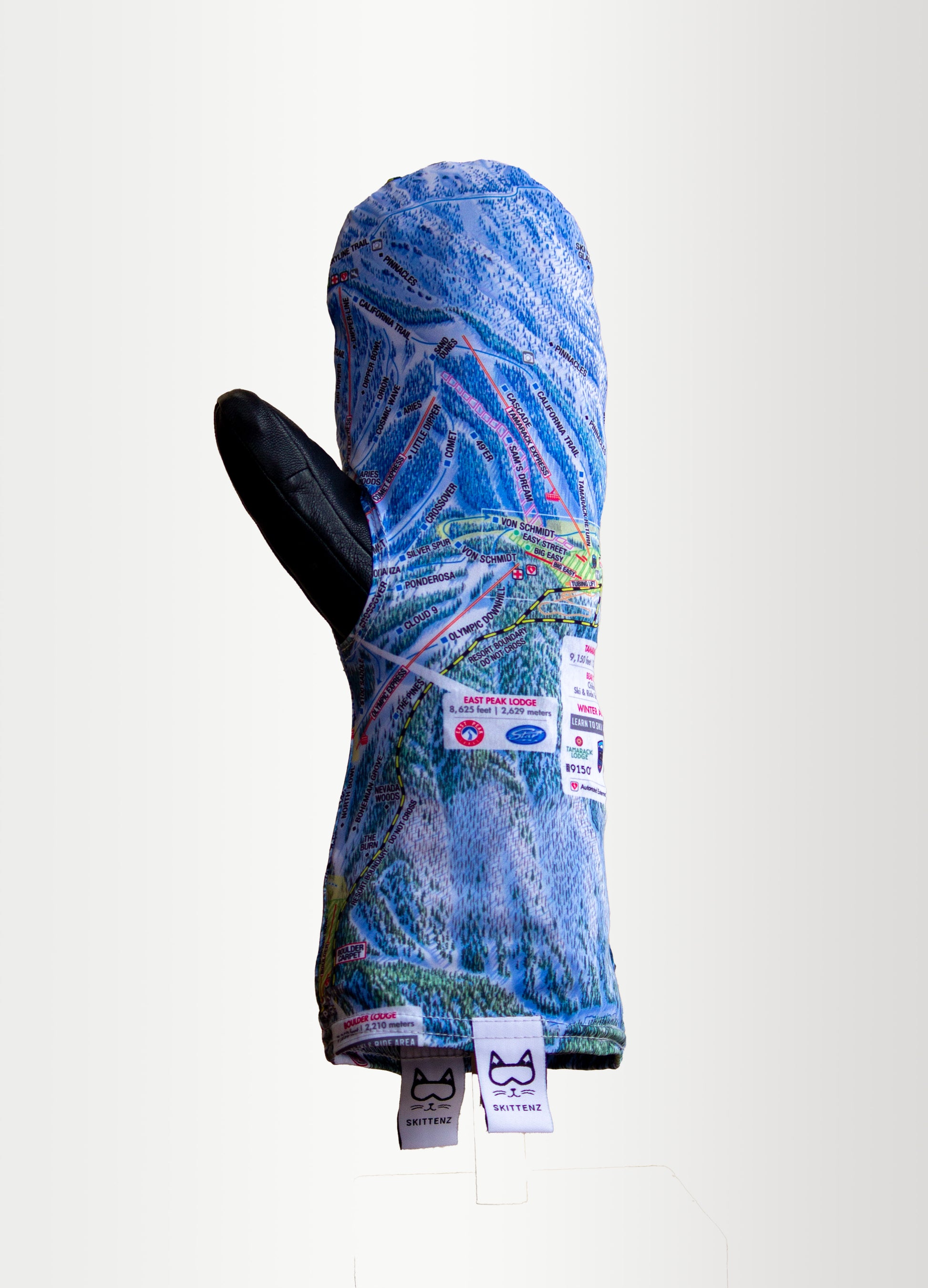 Heavenly Ski or Snowboard Trail Map Skins for Mittens or Gloves