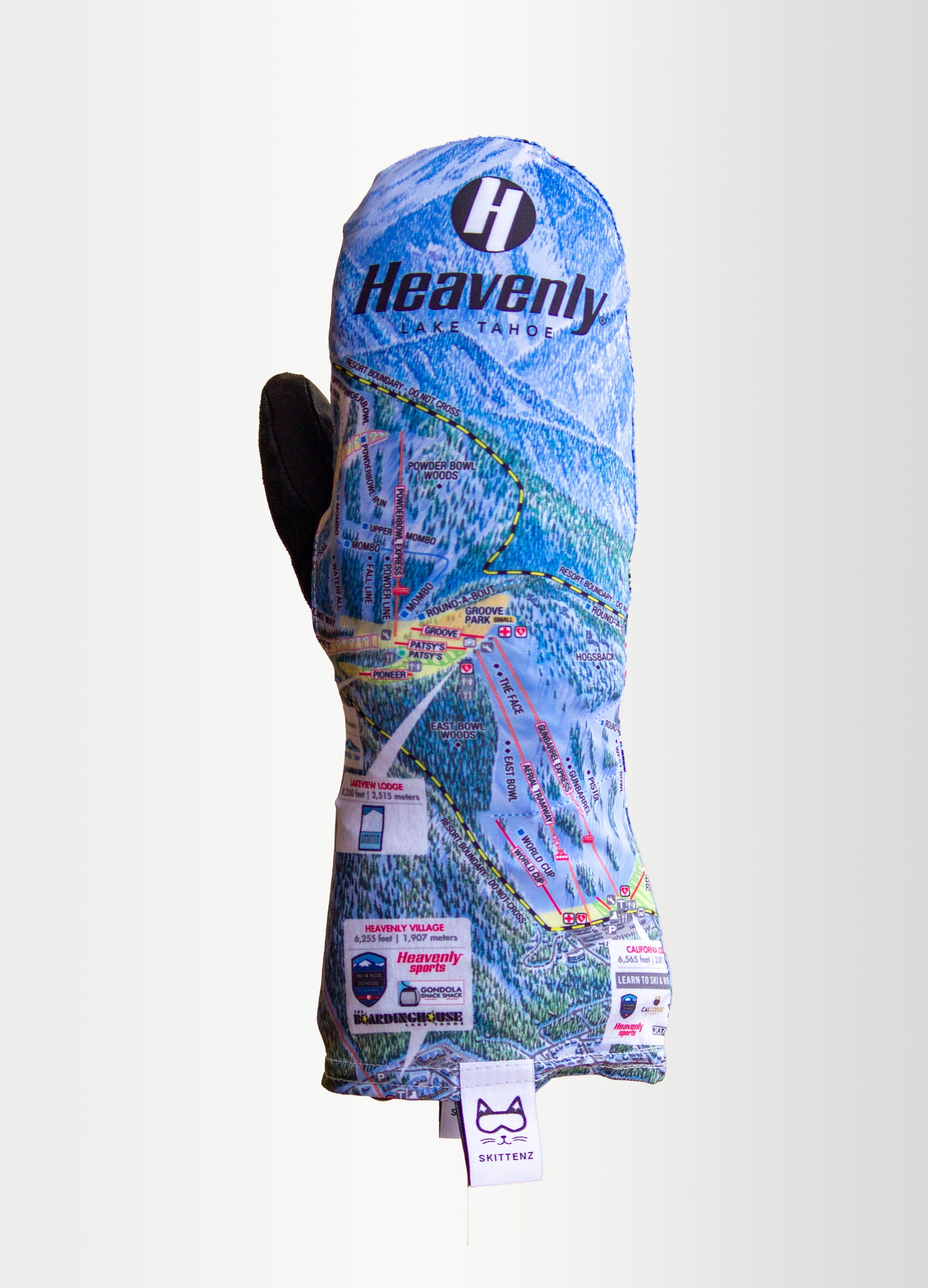 Heavenly Ski or Snowboard Trail Map Skins for Mittens or Gloves