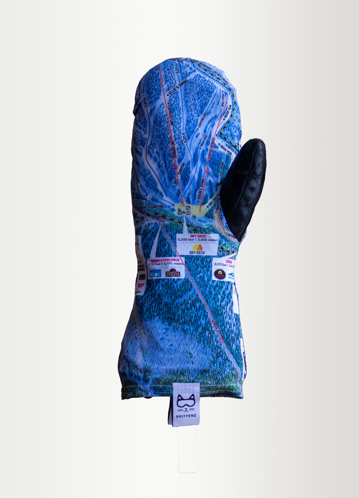 Heavenly Ski or Snowboard Trail Map Skins for Mittens or Gloves