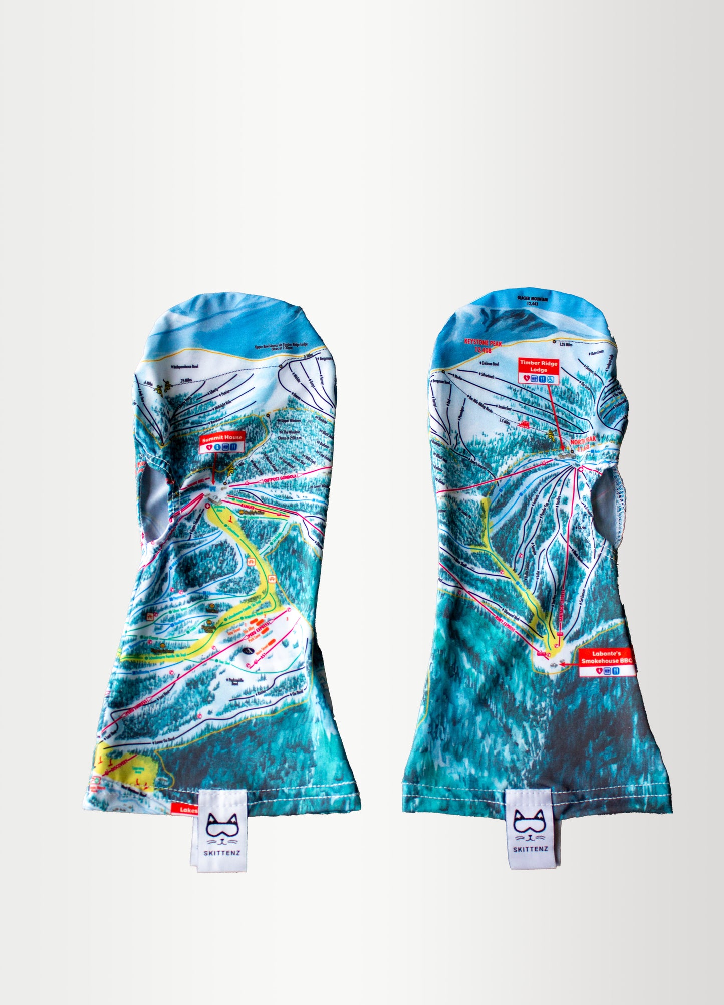 Keystone Ski or Snowboard Trail Map Skins for Mittens or Gloves