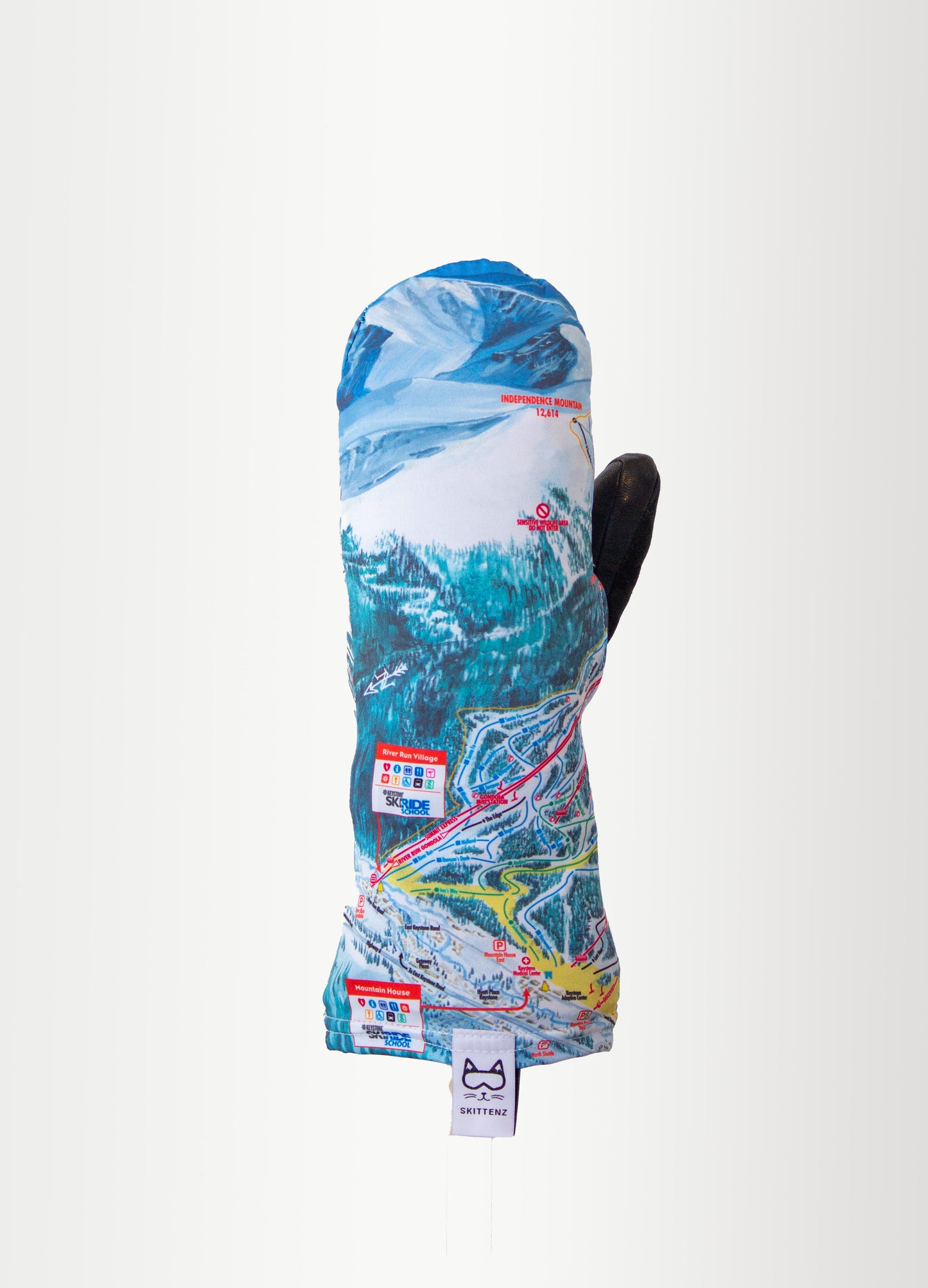 Keystone Ski or Snowboard Trail Map Skins for Mittens or Gloves