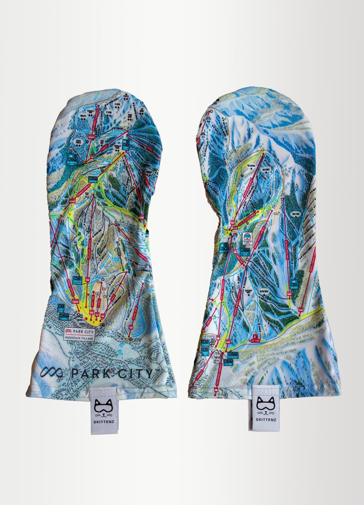 Park City Ski or Snowboard Trail Map Skins for Mittens or Gloves