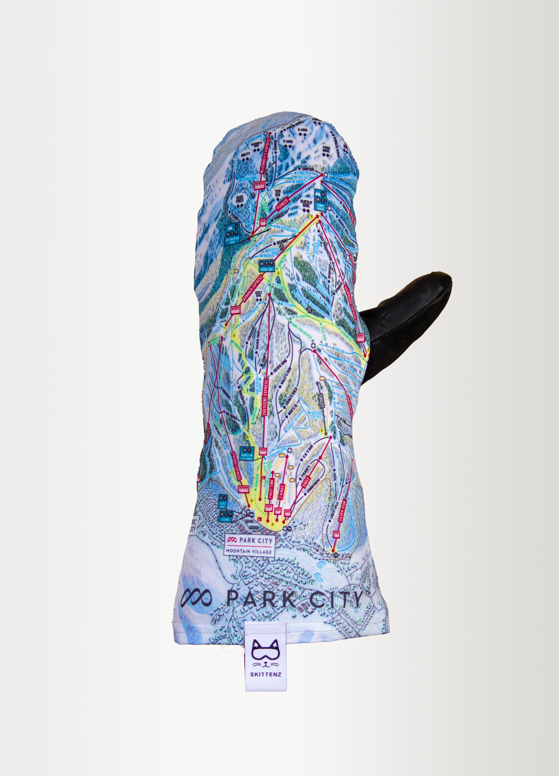 Park City Ski or Snowboard Trail Map Skins for Mittens or Gloves