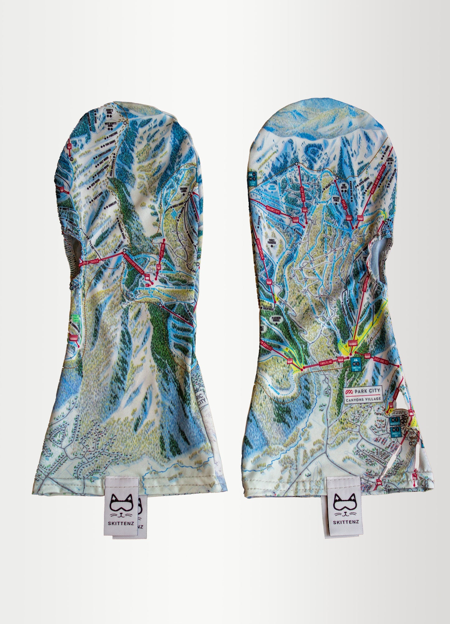 Park City Ski or Snowboard Trail Map Skins for Mittens or Gloves