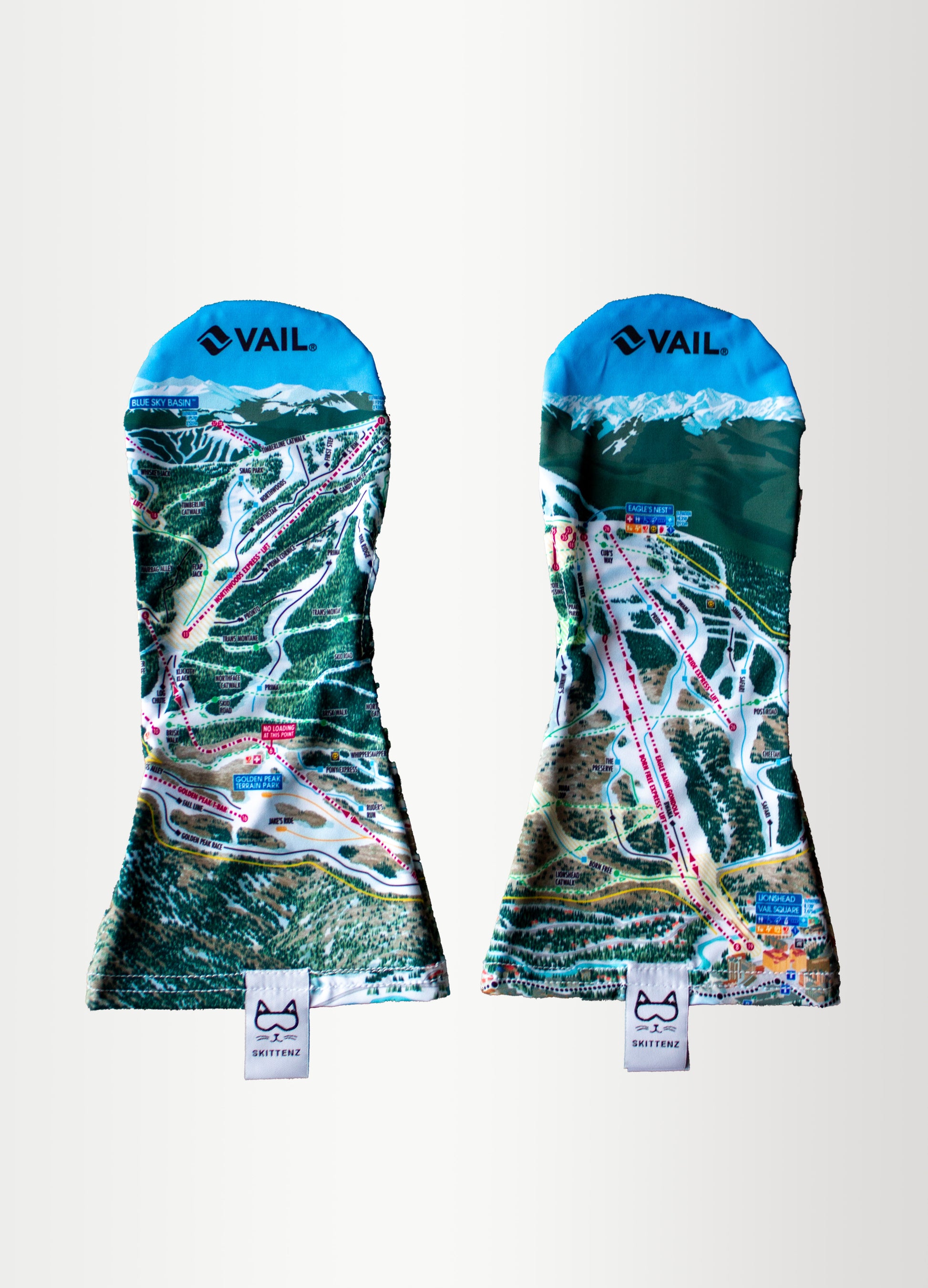 Vail Ski or Snowboard Trail Map Skins for Mittens or Gloves