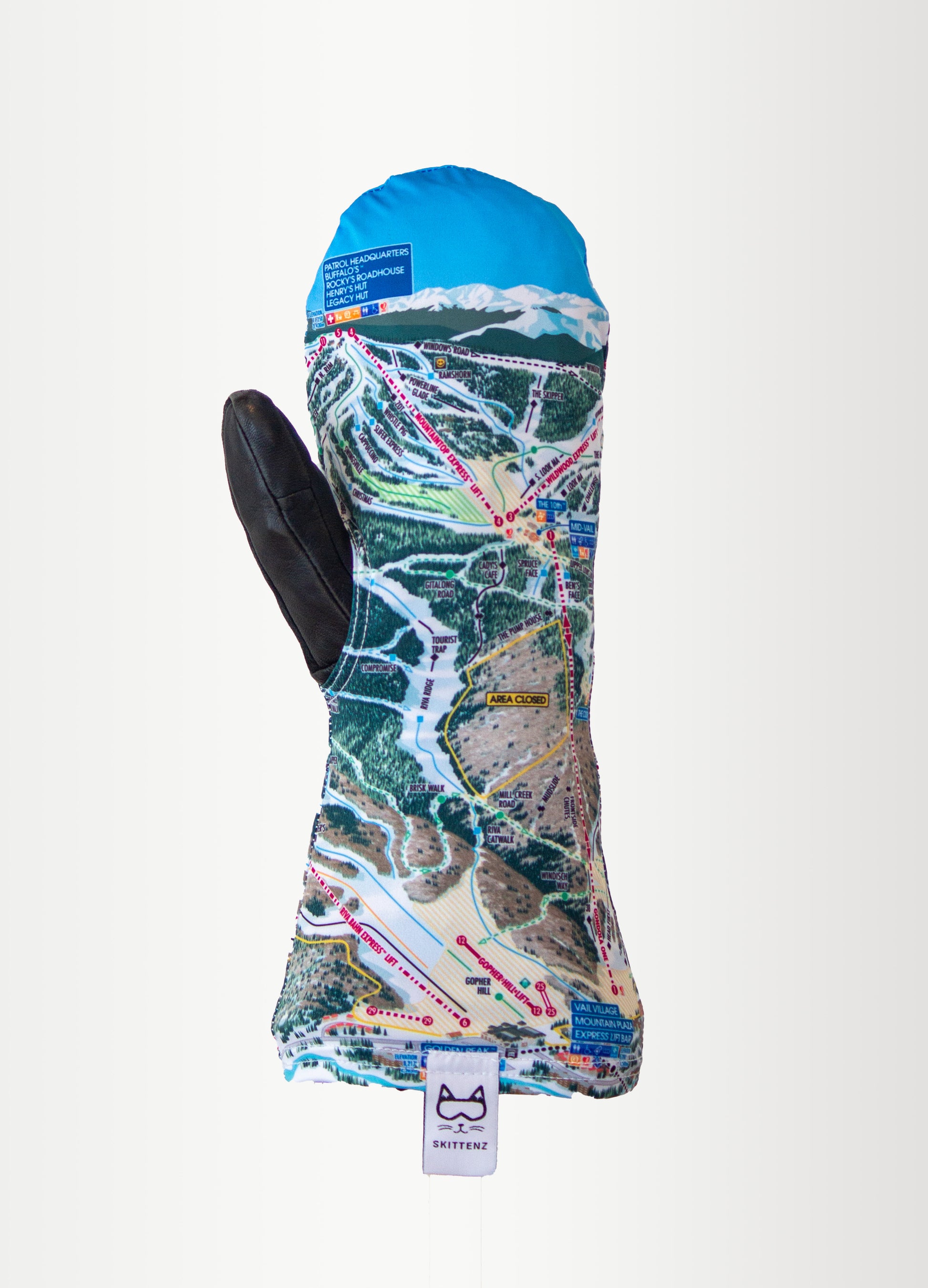 Vail Ski or Snowboard Trail Map Skins for Mittens or Gloves