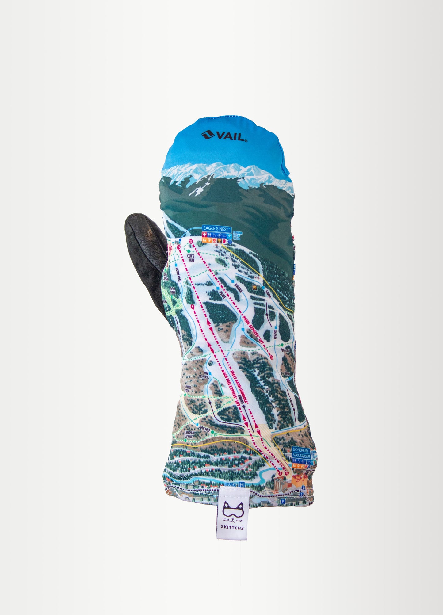 Vail Ski or Snowboard Trail Map Skins for Mittens or Gloves