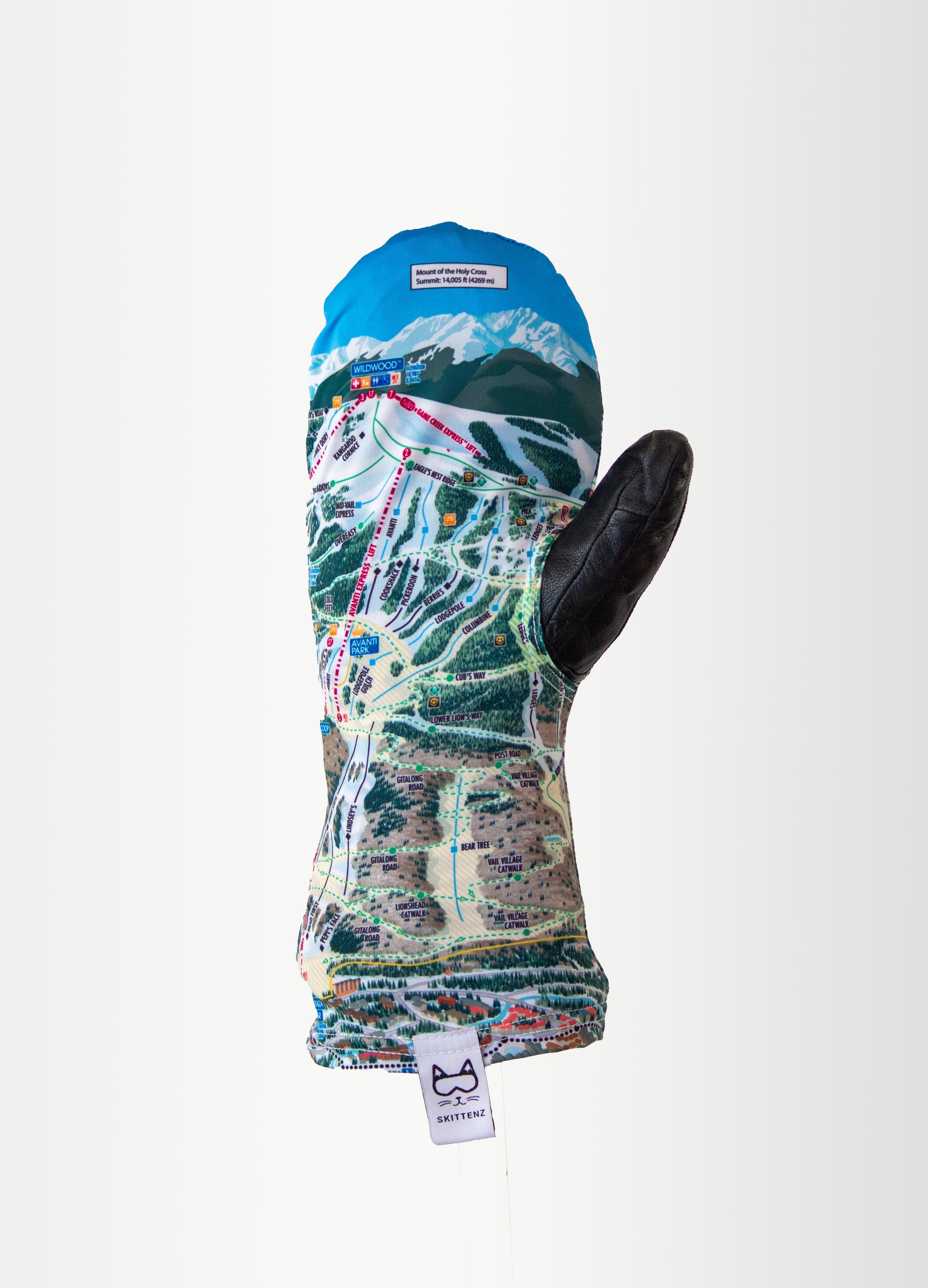Vail Ski or Snowboard Trail Map Skins for Mittens or Gloves
