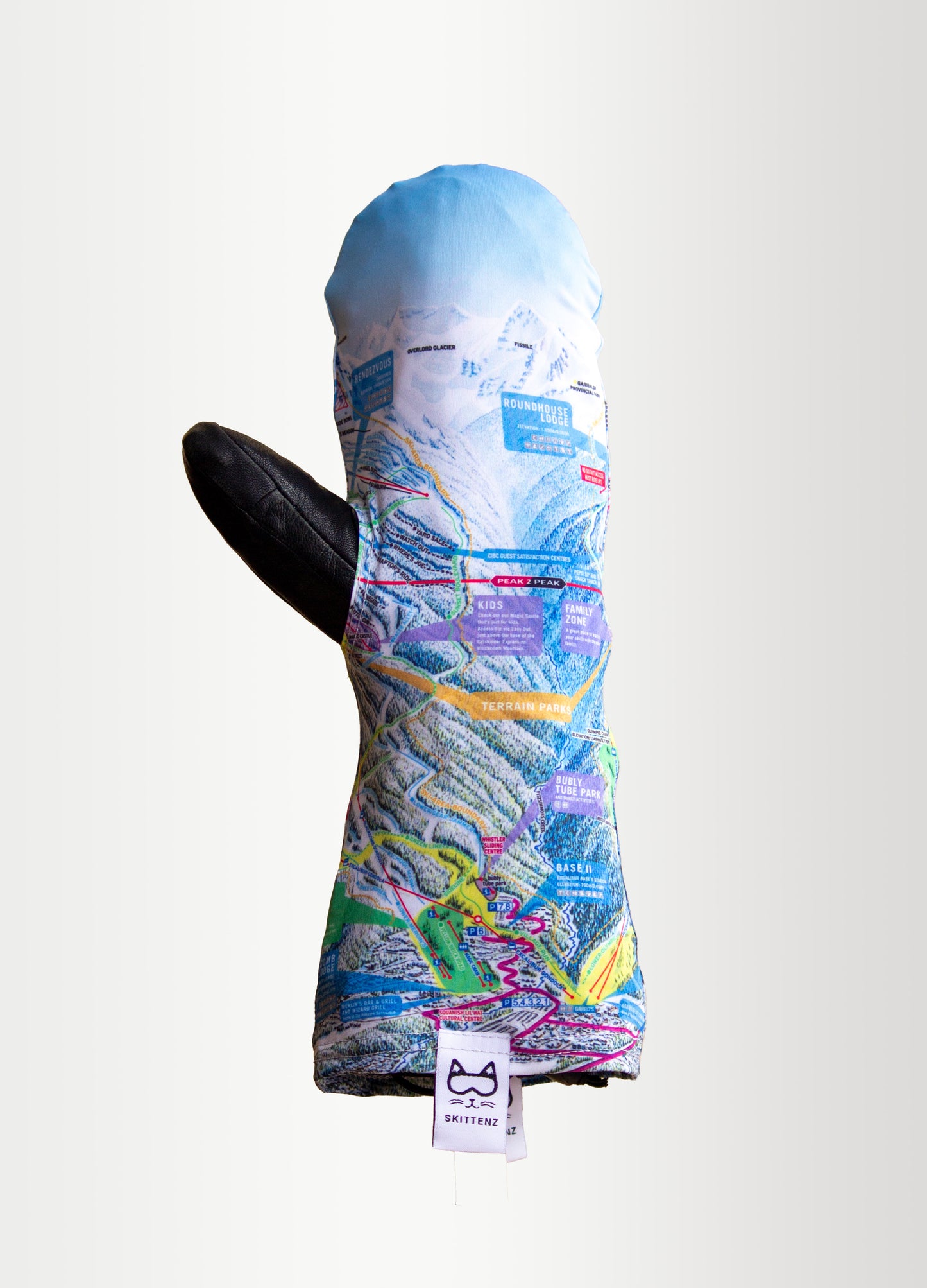 Whistler Blackcomb Ski or Snowboard Trail Map Skins for Mittens or Gloves