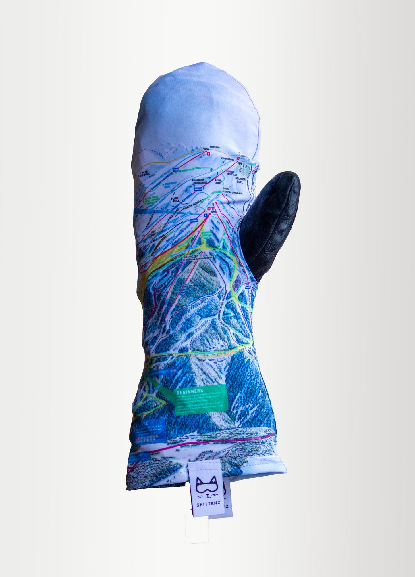 Whistler Blackcomb Ski or Snowboard Trail Map Skins for Mittens or Gloves